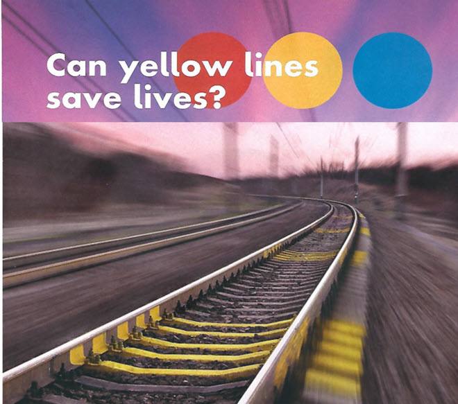 Yellow lines on railway tracks